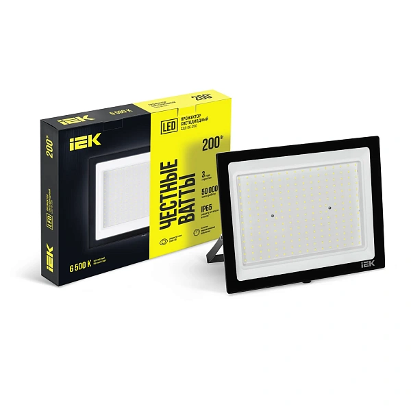Прожектор светодиодный СДО 06-200 6500К IP65 черн. IEK LPDO601-200-65-K02