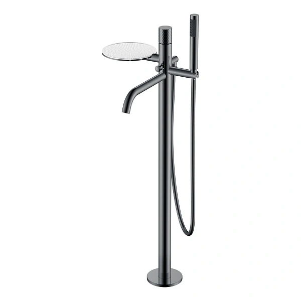 Boheme Смеситель STICK напольный Shine Gun Metal с ручкой DIMOND