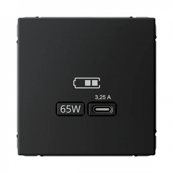 ARTGALLERY USB РОЗЕТКА тип-С 65Вт высокоскор.заряд. QC, PD, механизм, КАРБОН