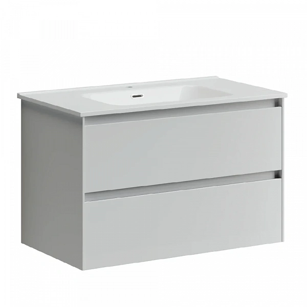 Тумба подвесная SANCOS Cento 790х450х500, c двумя ящиками оснащенными доводчиками, белый глянец, арт
