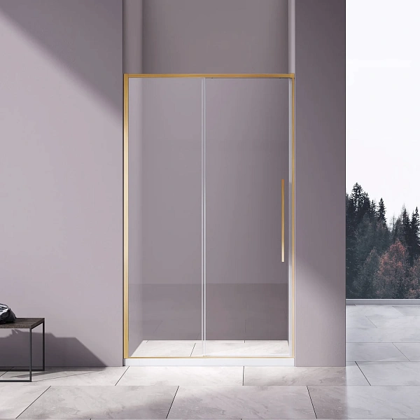 Душевая дверь Vincea Slim-N VDS-4SN140CLG, 1400, бланшированное золото, стекло тонированное