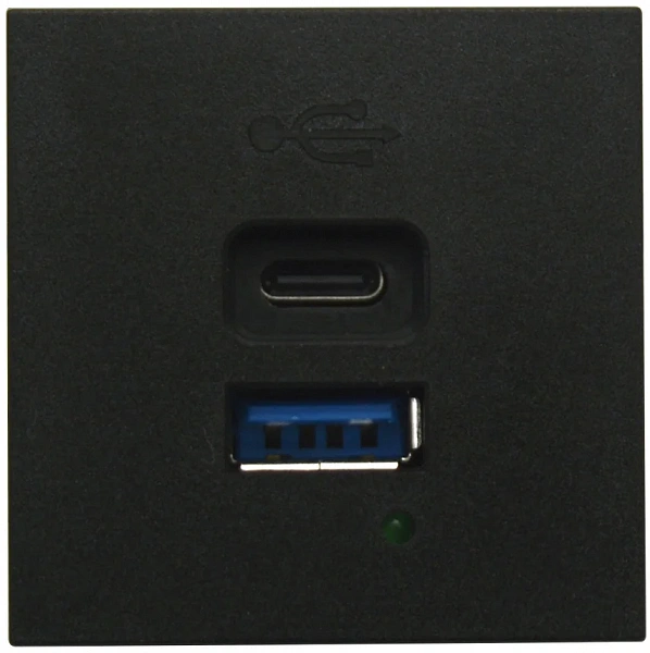 Donel USB зарядное устройство, 4.2A , 65W, Type A + C, 2 мод., черн. матовая (45х45мм)
