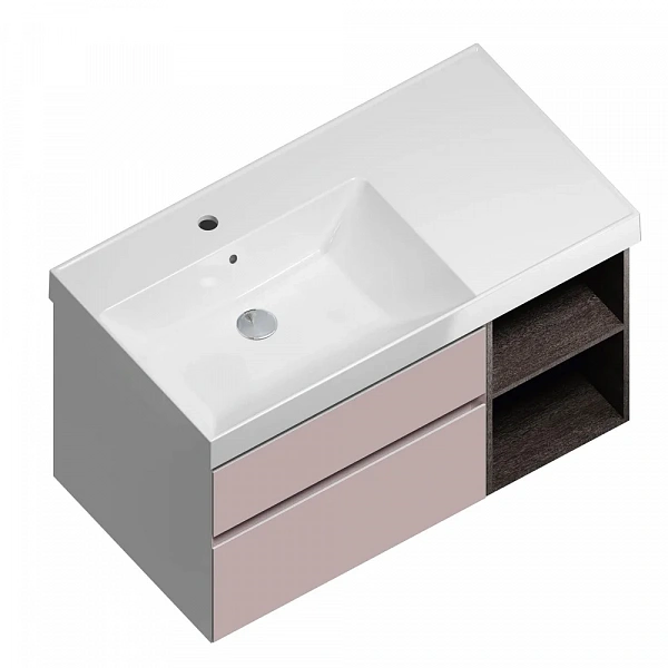 Kerama Marazzi CU.90lh/MAL Тумба CUBO 90 см левая 2 ящика + отк полка, мальва+метс