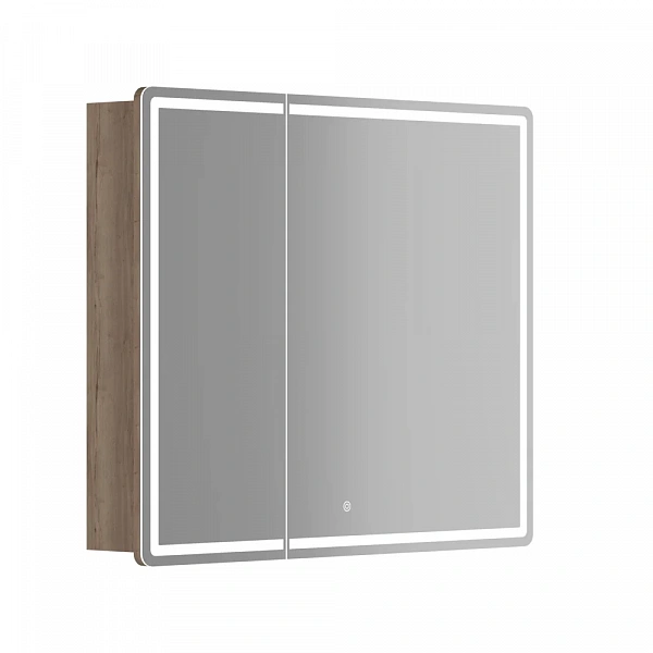 Зеркальный шкаф для ванной комнаты SANCOS Mirror 890x150х740 мм, с LED подсветкой, цвет дуб галифакс