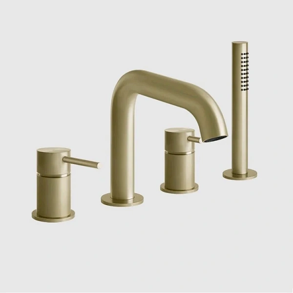 GESSI 316 Смеситель для ванны на 4 отверстия, с переключателем, изливом и шлангом 1,50 м, цвет: Brus