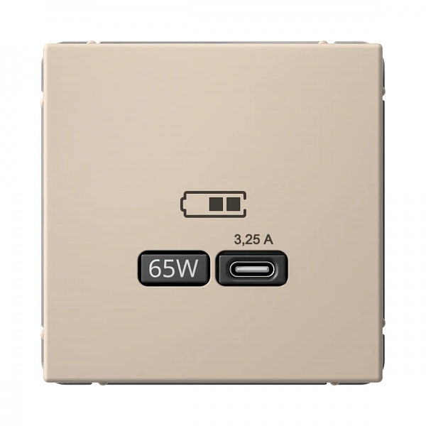 ARTGALLERY USB РОЗЕТКА тип-С 65Вт высокоскор.заряд. QC, PD, механизм, ПЕСОЧНЫЙ