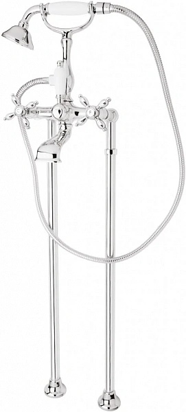 NOSTALGIA-VDP-01-Bi Напольный смеситель для ванны с ручным душем, ручка ручного душа белая