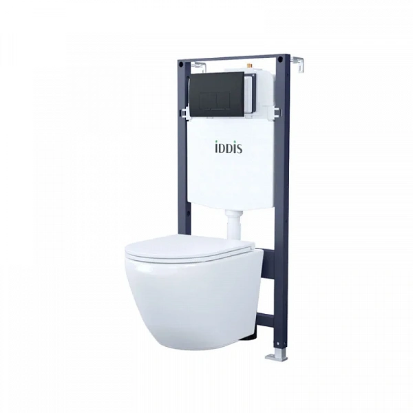 Комплект 3в1: подвесной унитаз, инсталяция и клавиша смыва, IDDIS, BASB020i73