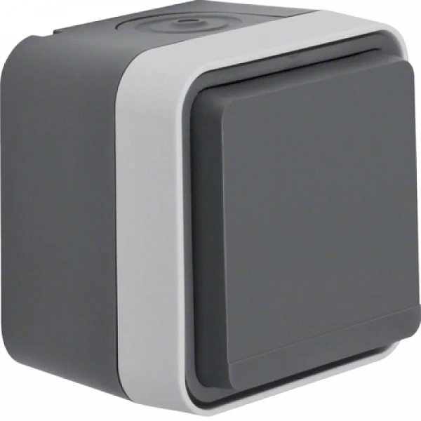 Штепсельная розетка SCHUKO, W.1, с откидной крышкой, IP55, цвет: серый