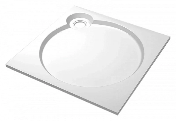 TRAY-S-A-80-56-W Встраиваемый литой поддон из искусственного мрамора квадратный 800х800х56, белый (B
