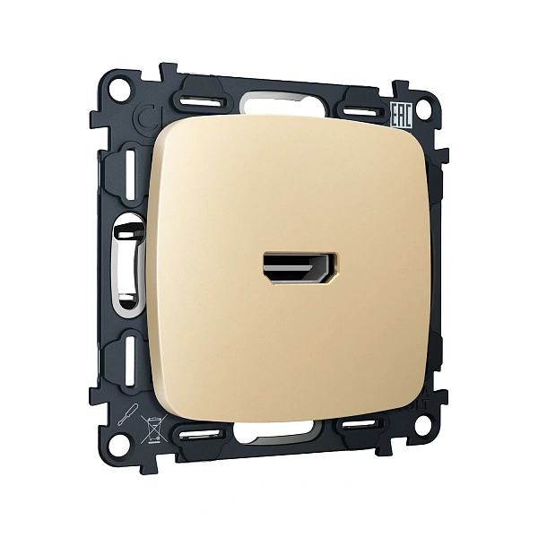 Комплект механизма розетки HDMI 2.0 OMEGA MO614010 Шампань 40V/500mA 2.0GHz 5-18Gbit/s QUANT (OP6140