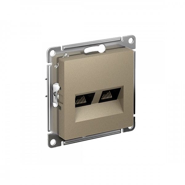 ATLASDESIGN РОЗЕТКА двойная компьютерная RJ45+RJ45, кат.5Е, механизм, ШАМПАНЬ