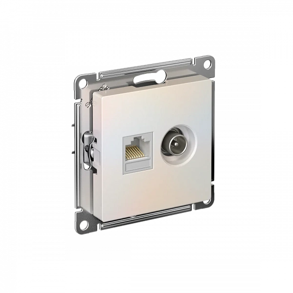 ATLASDESIGN РОЗЕТКА двойная ТВ + компьютерная RJ45, кат. 5Е, ЖЕМЧУГ