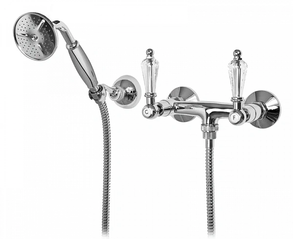 DIAMOND-D-01-Sw  Смеситель для душа в комплекте с ручным душем, хром, ручки Swarovski