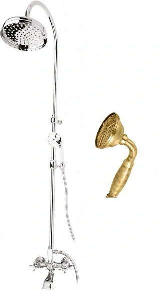 GOLF-CVD-02-M Душевая колонна со смесителем для ванны, верхним и ручным душем, цвет бронза