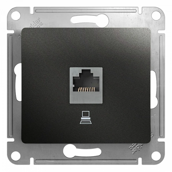 GLOSSA РОЗЕТКА компьютерная RJ45 кат.5Е, АНТРАЦИТ