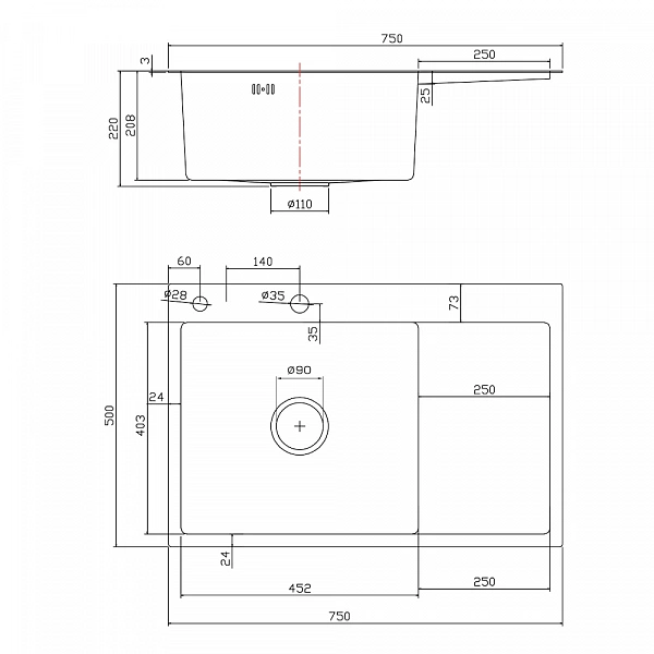 Мойка для кухни Fmark FSC7550L-L
