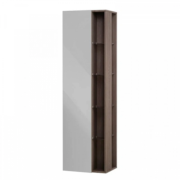 Колонна подвесная с открытыми полками и одной распашной дверцей,Rovere scuro Soft, 45х32х158