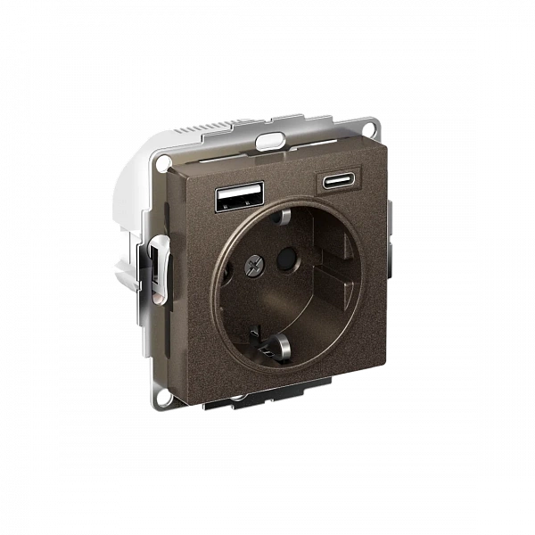 ATLASDESIGN РОЗЕТКА 16А c 2 USB A+C, 5В/2,4А/3,0А, 2х5В/1,5А, механизм, МОККО