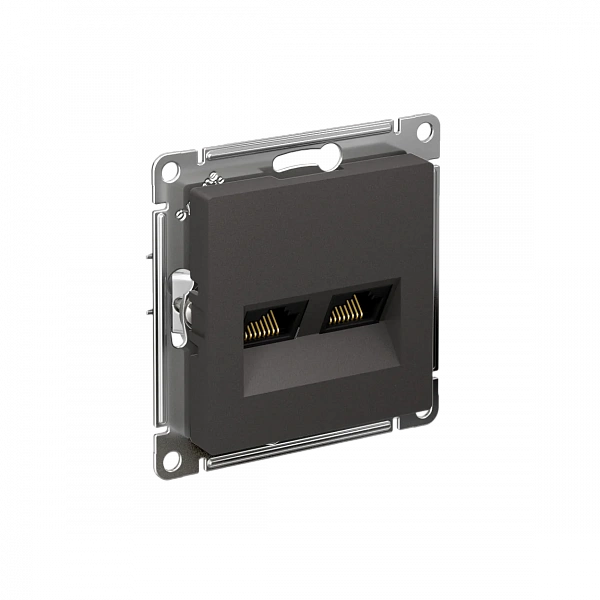 ATLASDESIGN РОЗЕТКА двойная компьютерная RJ45+RJ45, кат.5E, механизм, БАЗАЛЬТ