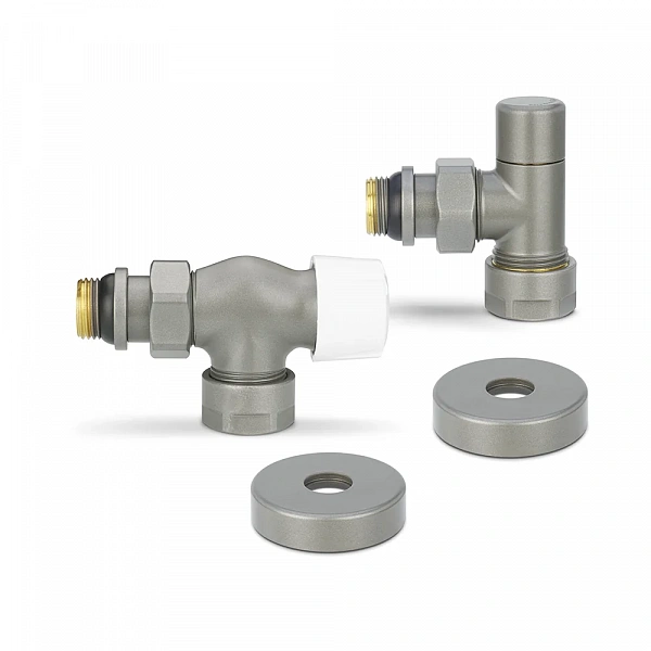 Комплект радиаторных клапанов Varmega №3, 1/2" x 3/4"EK, осевой, серый