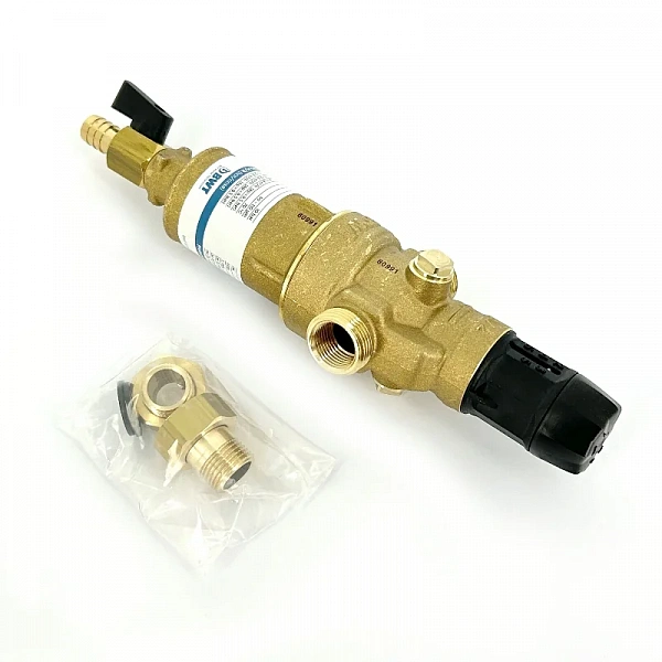 Фильтр промывной Protector mini HWS 1/2" 100 мкм с редуктором давления, латунная колба BWT