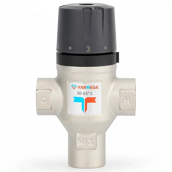Термосмесительный клапан Varmega VM17001, ВР 1/2", 30-65°, Kvs 1.6, боковое смешение