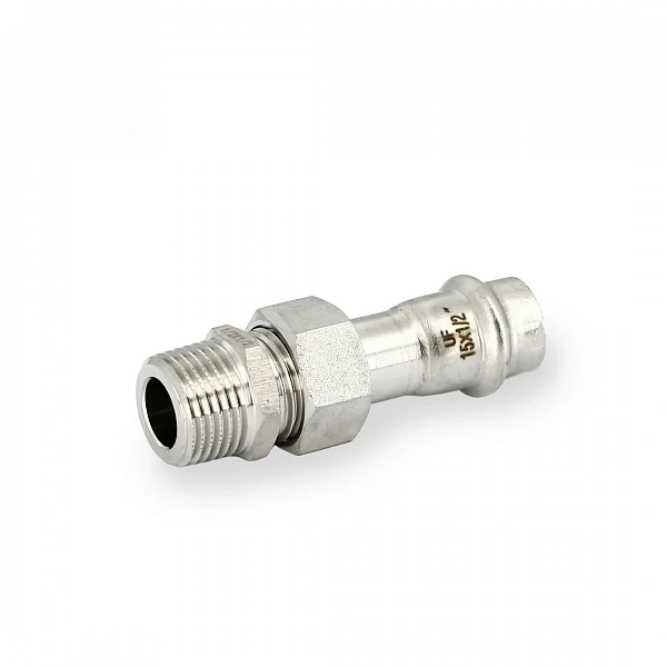 Муфта пресс-Н 15 x 1/2" с разъемным соединением и плоск. прокладкой нерж.сталь Uni-Fitt