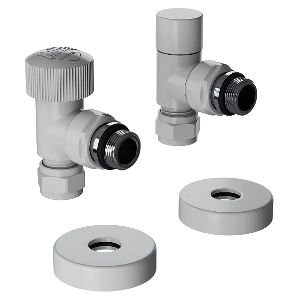 Набор термостатический угловой Royal Thermo Design Pro 15мм М30х1,5 (Белый)