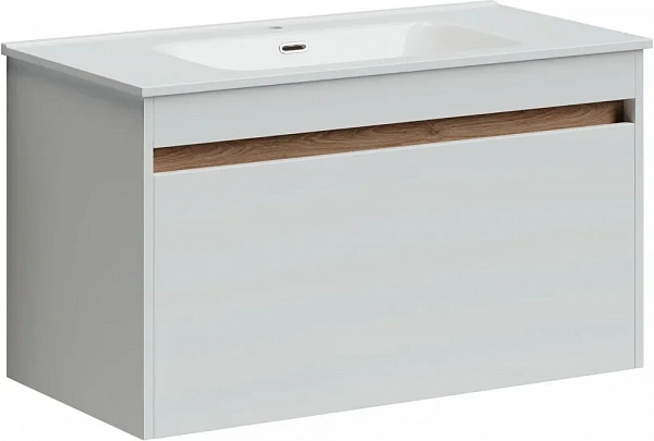 Тумба подвесная SANCOS Smart 890х450х500, c двумя ящиками оснащенными доводчиками, белый глянец , ар