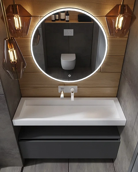 Boheme Столешница моноблок FLAT 120см 2 сифона