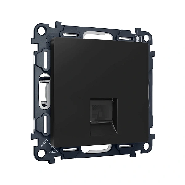 Комплект механизма компьютерной розетки ALFA MA812010 Черный матовый RJ-45(8P8C) CAT6 1000 Base-T с