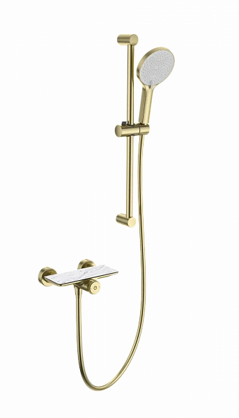 Смеситель для душа с гарнитуром WONZON & WOGHAND ClickPlate, Брашированное золото (WW-B2052-A- BG),