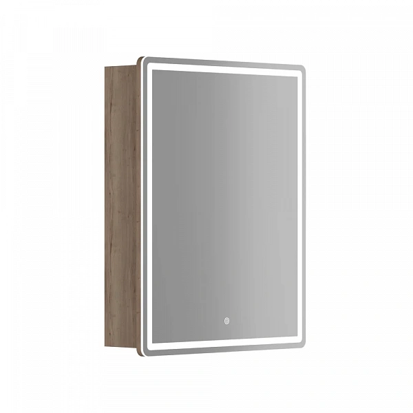 Зеркальный шкаф для ванной комнаты SANCOS Mirror 590x150х740 мм, с LED подсветкой, цвет дуб галифакс
