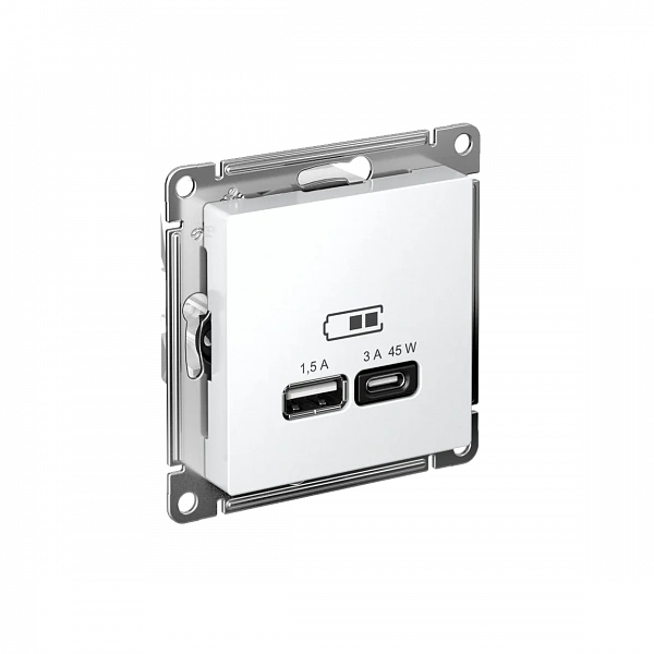 ATLASDESIGN USB РОЗЕТКА A + тип-C 45Вт высокоскор.заряд. QC, PD, механизм, ЛОТОС