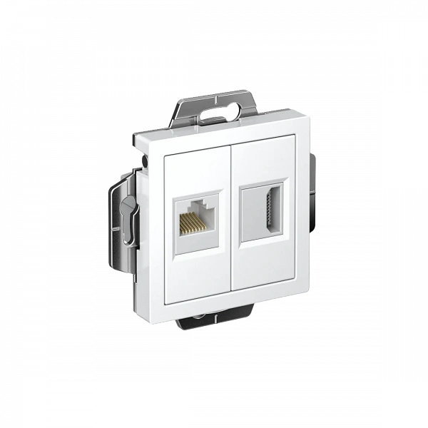ATLASDESIGN РОЗЕТКА двойная HDMI+RJ45, кат.5Е, механизм, БЕЛЫЙ