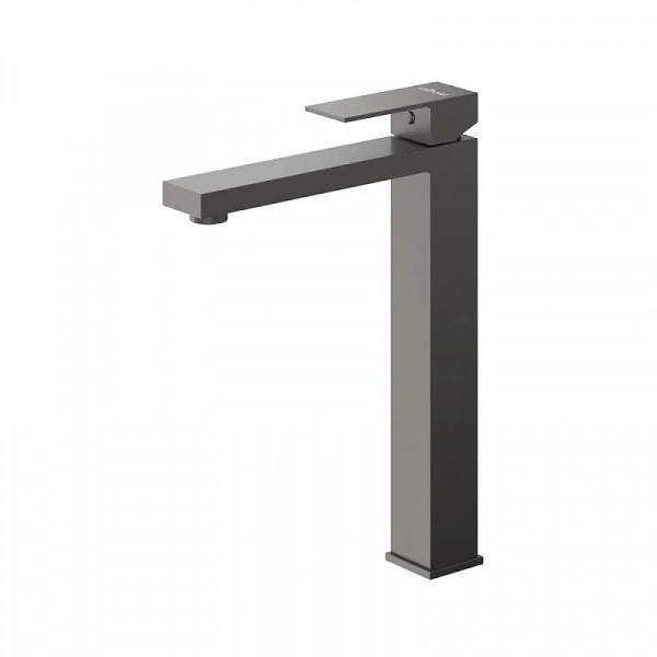 SLIDER-LC-GM-W0 Смеситель для накладной раковины однорычажный, без донного клапана, оружейная сталь