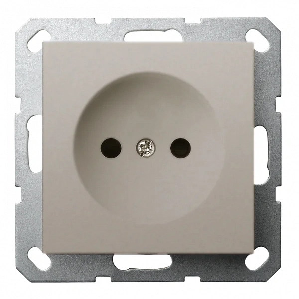 Розетка без заземления с защитными шторками 16A 250V~ 2P, цвет Тауп JASMART