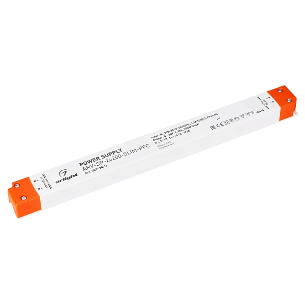 Блок питания ARV-SP-24200-SLIM-PFC (24V, 8.33A, 200W) (Arlight, IP20 Пластик, 5 лет
