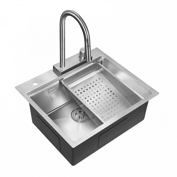 Комплект: мойка для кухни, смеситель и коландер Milacio Denia 57 Steel (MC.77400) сталь нержавеющая