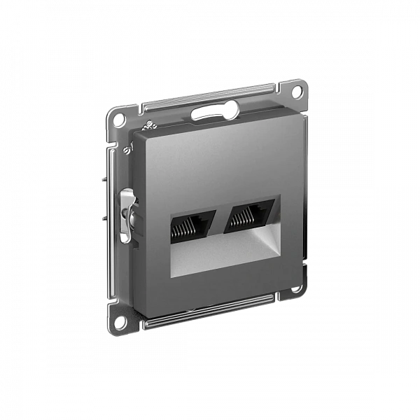 ATLASDESIGN РОЗЕТКА двойная компьютерная RJ45+RJ45, кат.5Е, механизм, СТАЛЬ