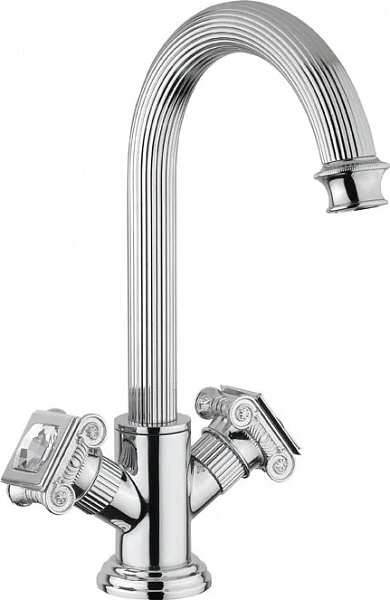 OLIMP-LS2-01-Sw Смеситель на раковину с донным клапаном, хром, ручки Swarovski