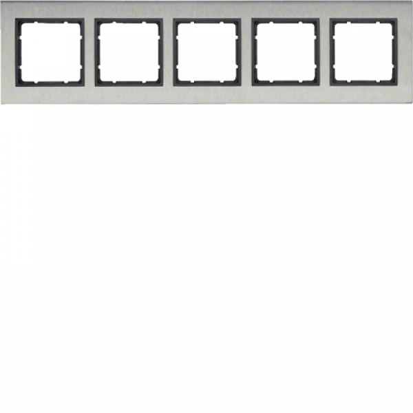 Рамкa, B.7, 5-местная, горизонтальная, нержавеющая сталь, цвет: антрацитовый