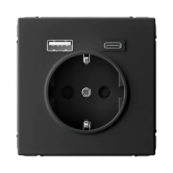ARTGALLERY РОЗЕТКА 16А с 2 USB A+C, 5В/2,4А/3,0А, 2х5В/1,5А, механизм, КАРБОН