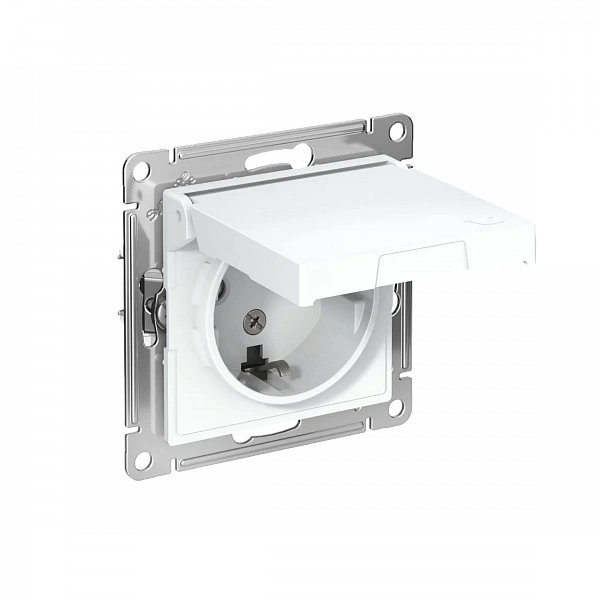 ATLASDESIGN РОЗЕТКА с заземл. со шторк. с крышкой, 16А, IP20, механизм, ЛОТОС